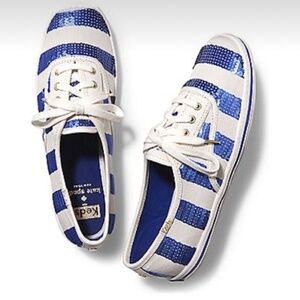 🌟HOST PICK🌟 Kate Spade x KEDS Kick Blue Sequin Striped Sneaker Sz 9